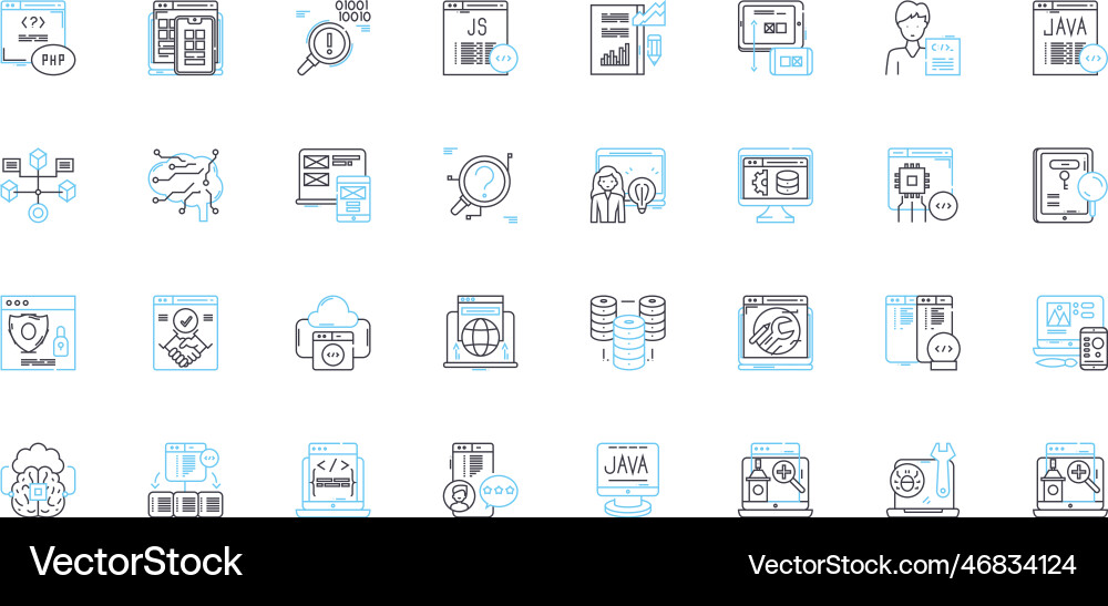 Smart Computing lineare Icons setzen Automatisierung vektorbild