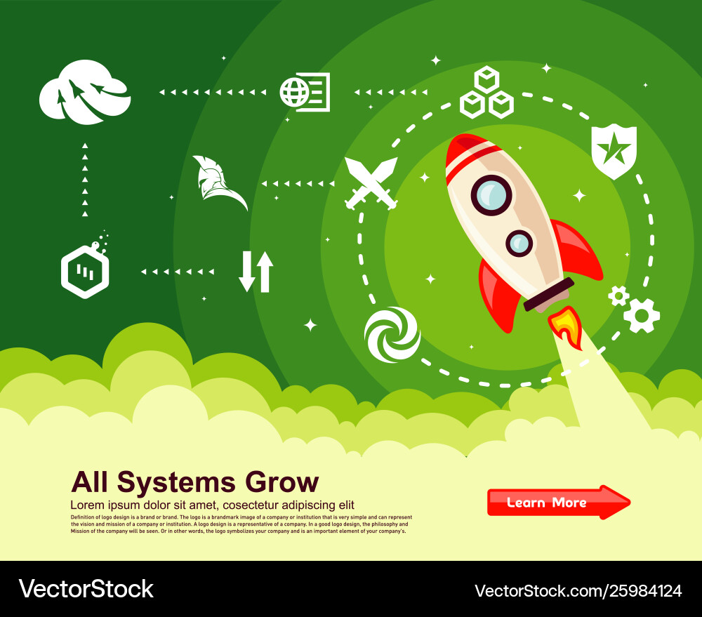 Startup simple rocket web design responsive vector image