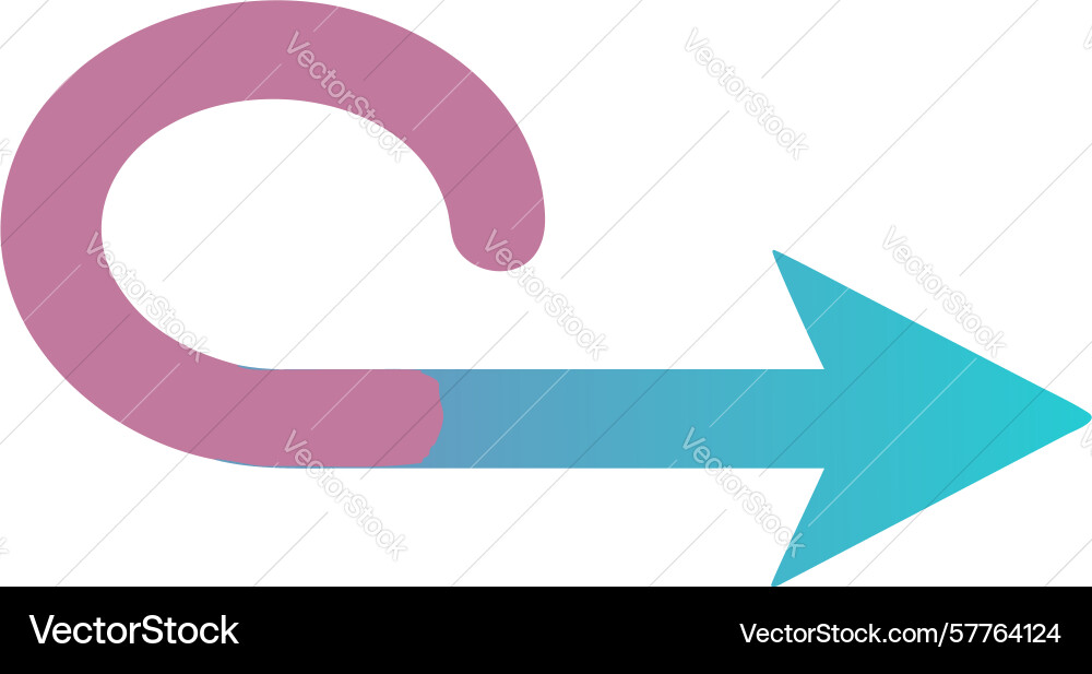 Stylish curved right arrow navigation design vector image