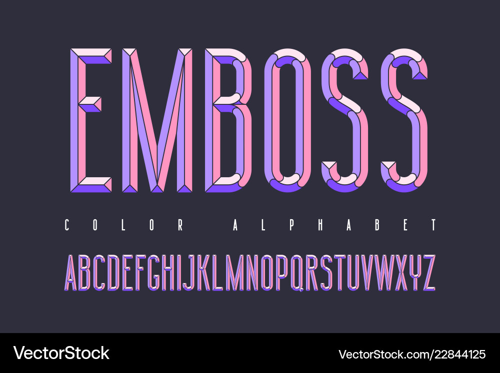 Bold Embossed Color Font vector image