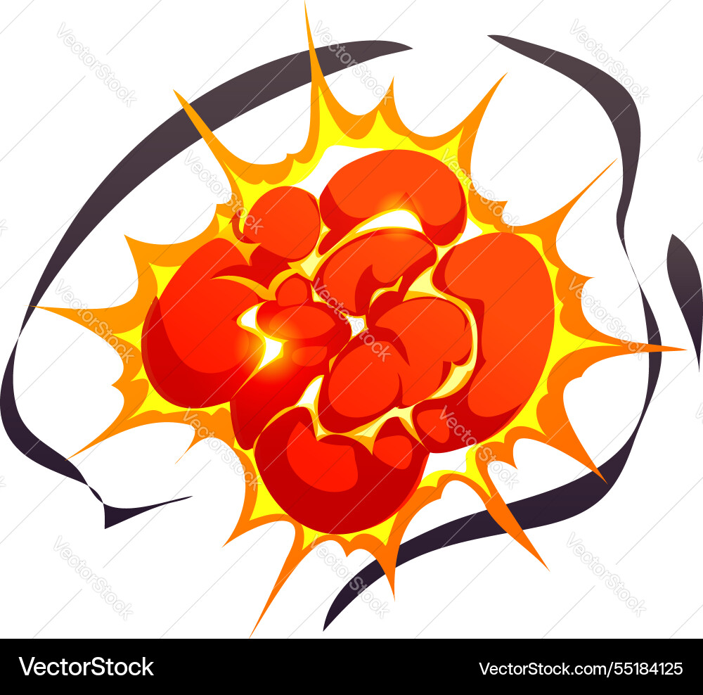 Bomb blast explosion cloud comic fire and smoke Bomb blast explosion cloud comic fire and smoke vector image
