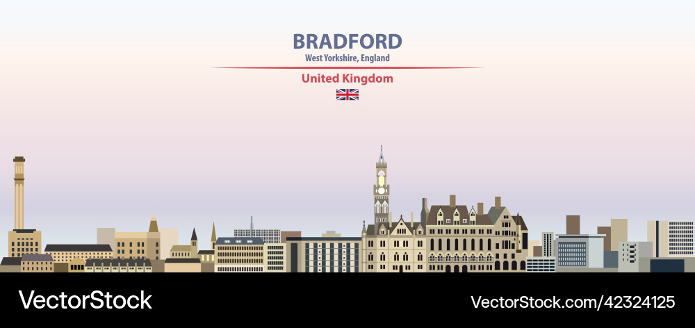 Bradford Stadtbild auf Sonnenuntergang Himmel Hintergrund Bradford Stadtbild auf Sonnenuntergang Himmel Hintergrund Vektorbild
