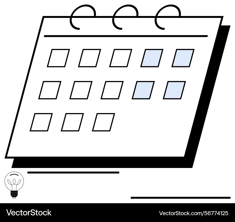 Calendar with highlighted days representing vector image