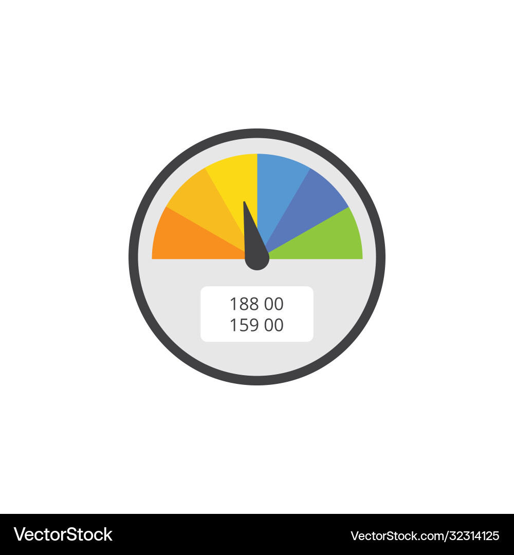 Colorful speedometer gauge with two number values Vector Image