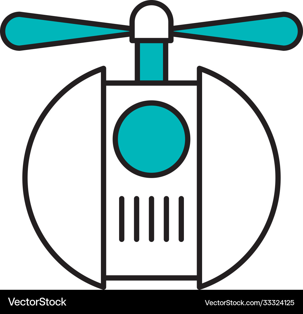 Flying robot with propeller half line color Flying robot with propeller half line color Vector Image