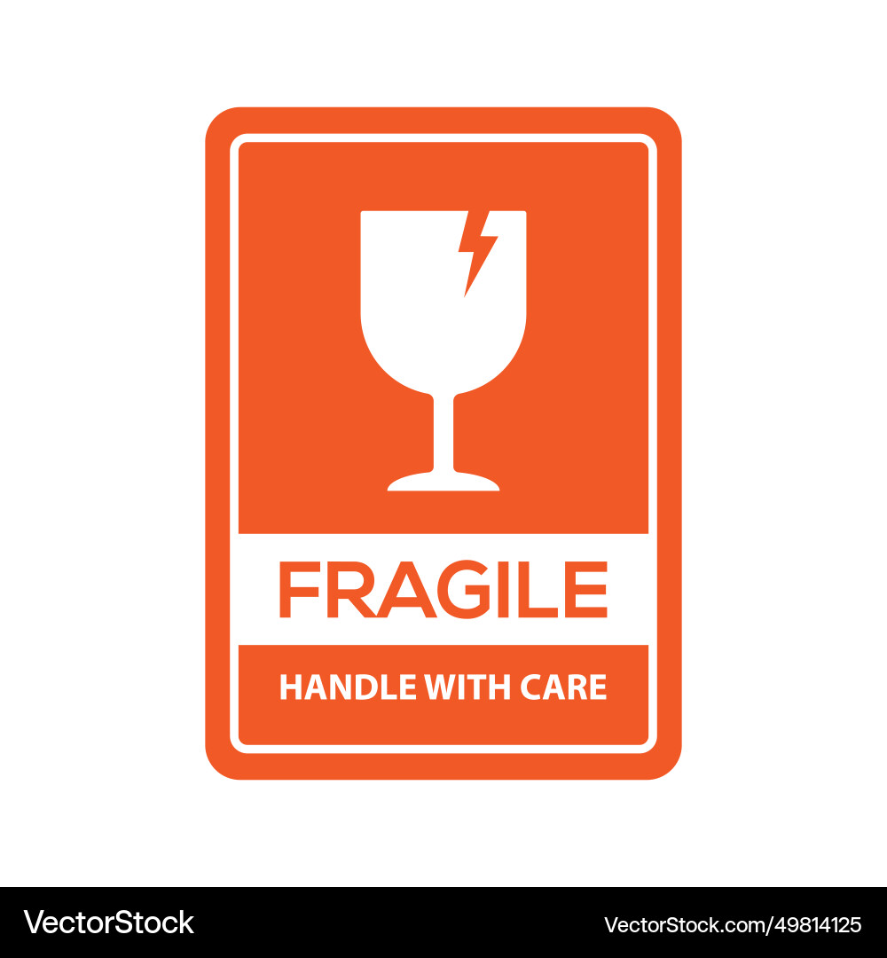 Fragile handle with care or red warning Vector Image
