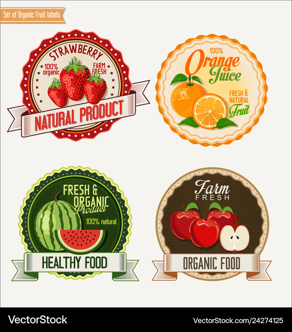 Fresh & Organic Labels Collection Vector Image
