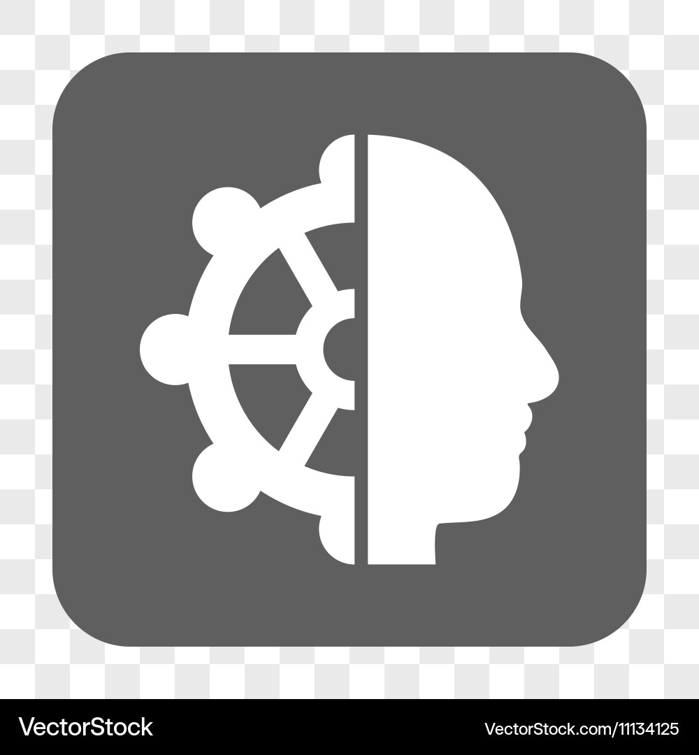 Intellect rounded square button vector image