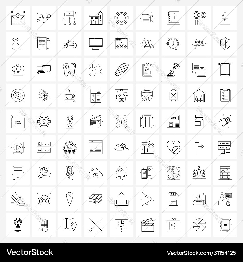 Isolated symbols set 81 simple line icons Vector Image