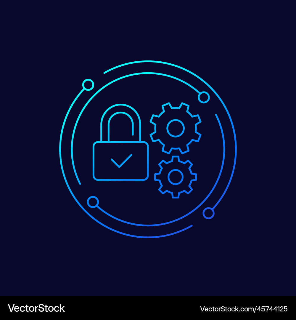 Lock and gears security line icon Lock and gears security line icon vector image