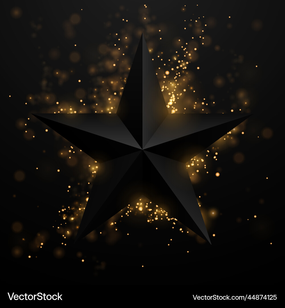 Schwarze Sternform mit goldenem Lichteffekt Hintergrund Schwarze Sternform mit goldenem Lichteffekt Hintergrund vektorbild