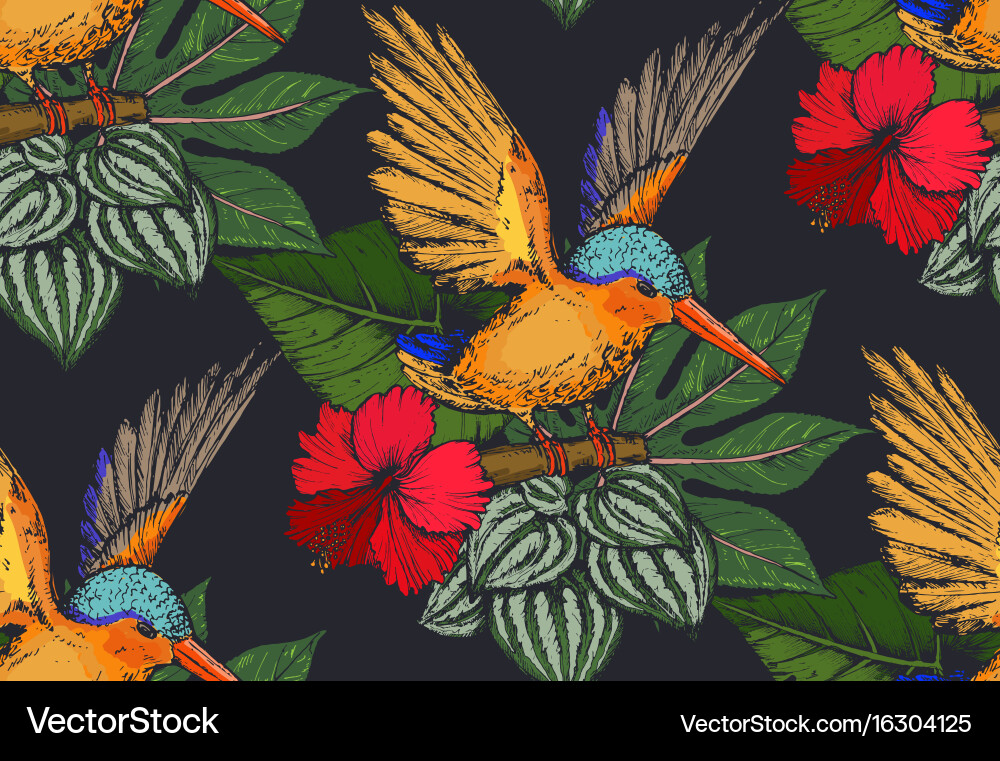 Seamless pattern with compositions of hand vector image