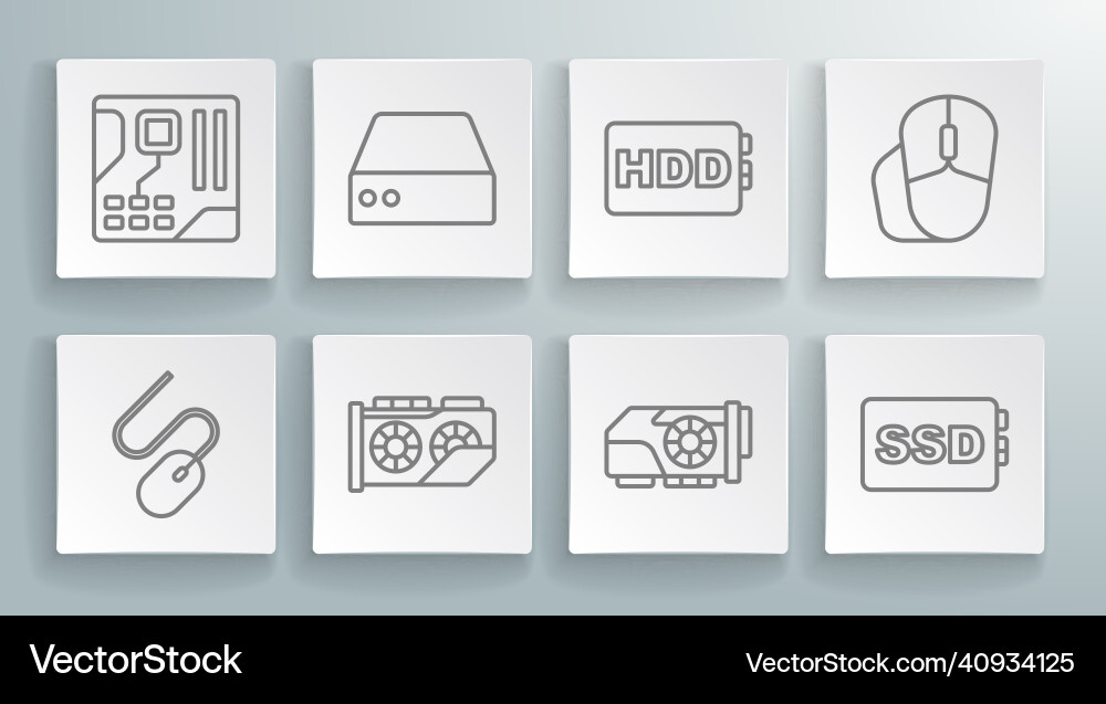Set line computer mouse server data web hosting Set line computer mouse server data web hosting vector image