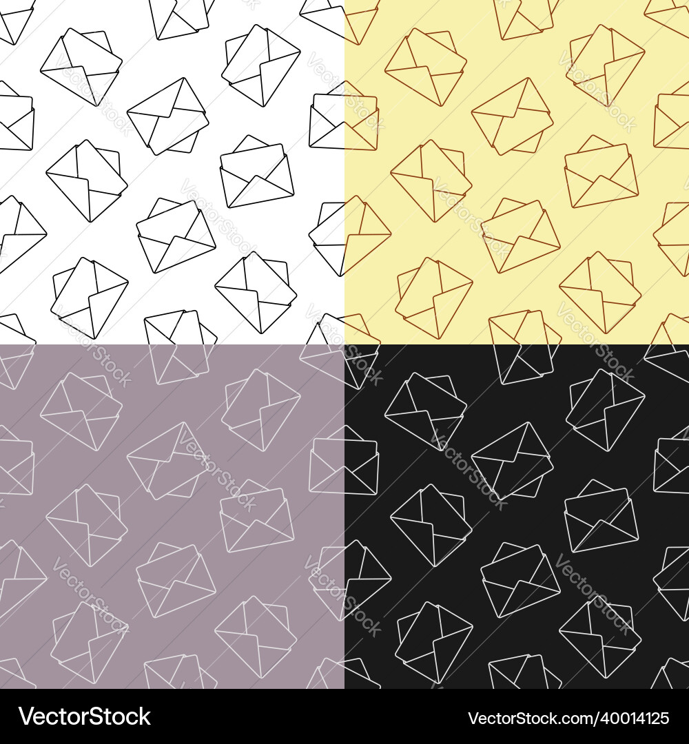 Set of seamless patterns with festive envelope Set of seamless patterns with festive envelope Vector Image