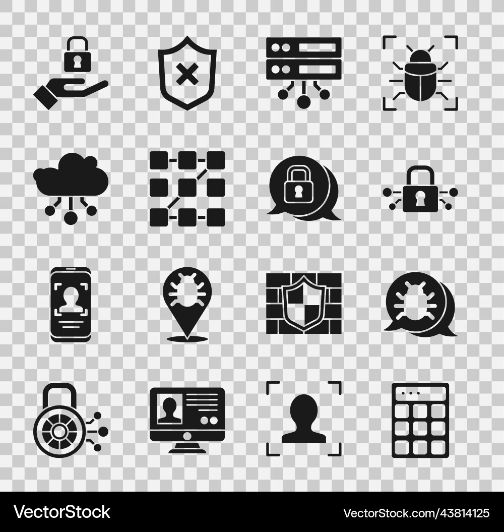 Set password protection system bug cyber Set password protection system bug cyber vector image