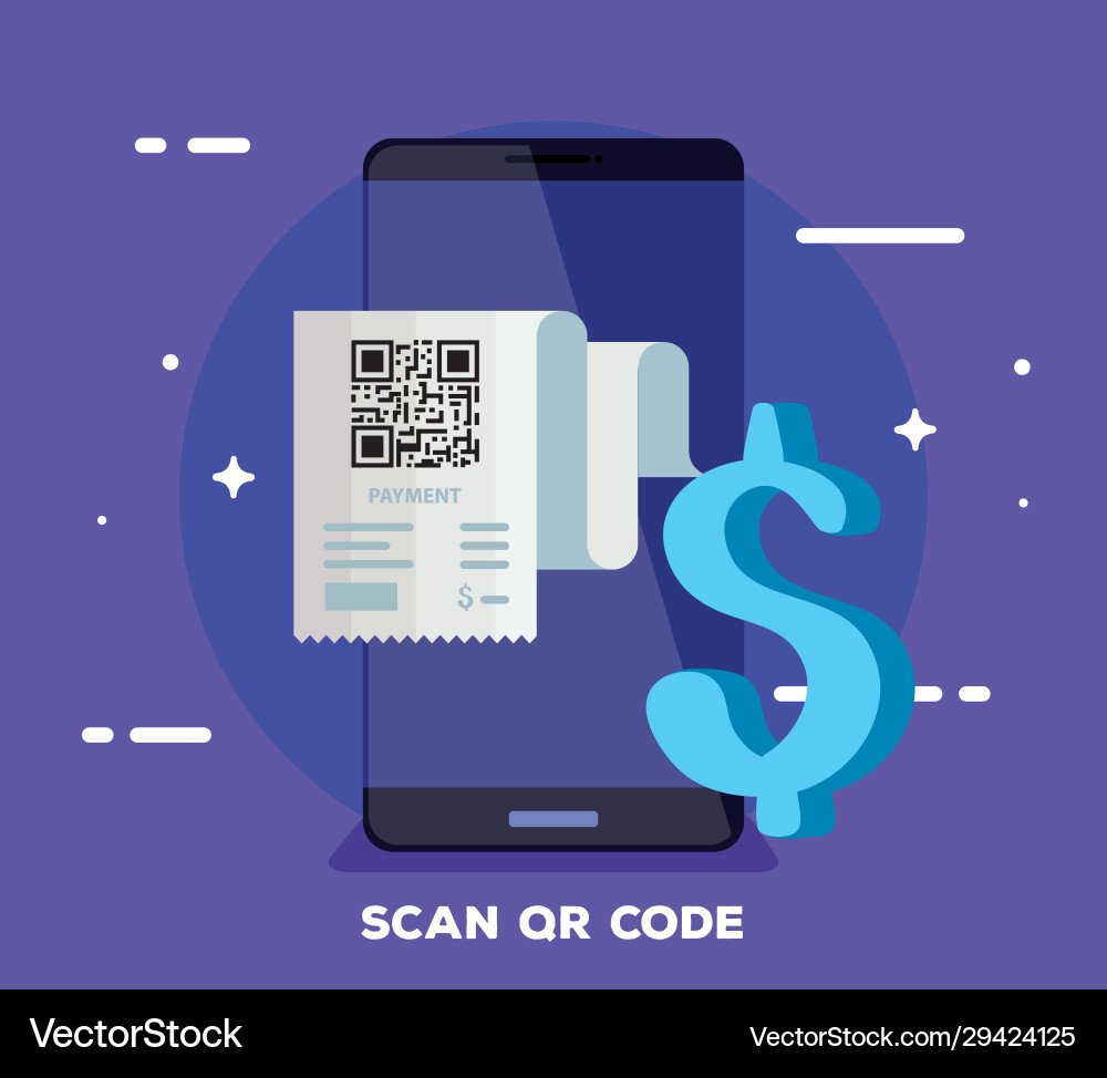 Smartphone with scan code qr and symbol dollar Vector Image