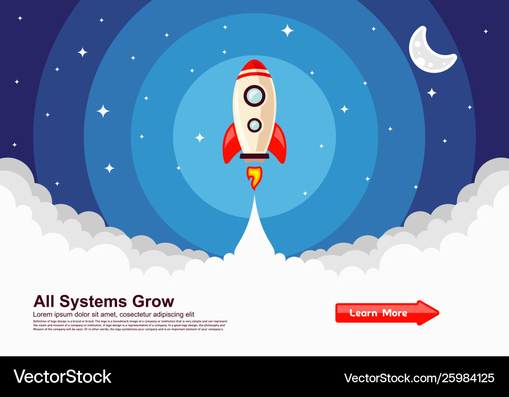 Startup simple rocket web design responsive Vector Image