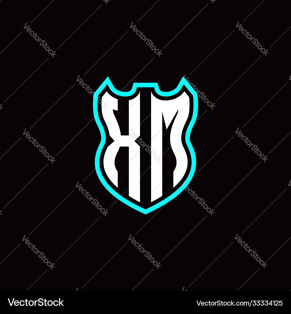 X m initial logo design with shield shape X m initial logo design with shield shape vector image