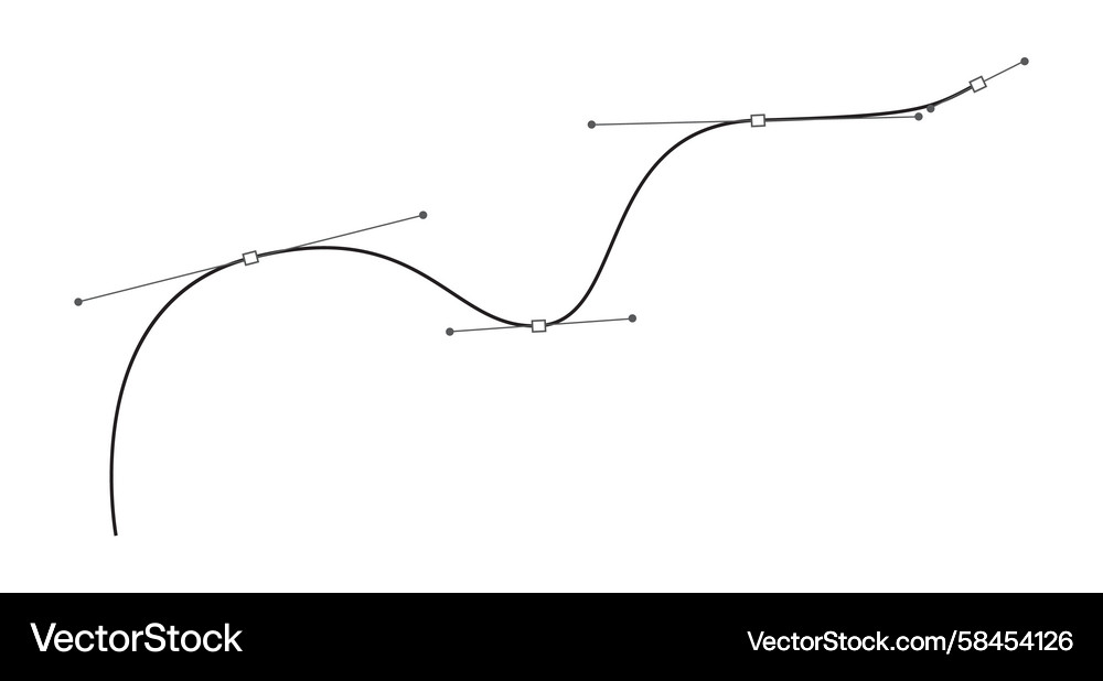 Bezier Curve with Anchor Points Vector Image