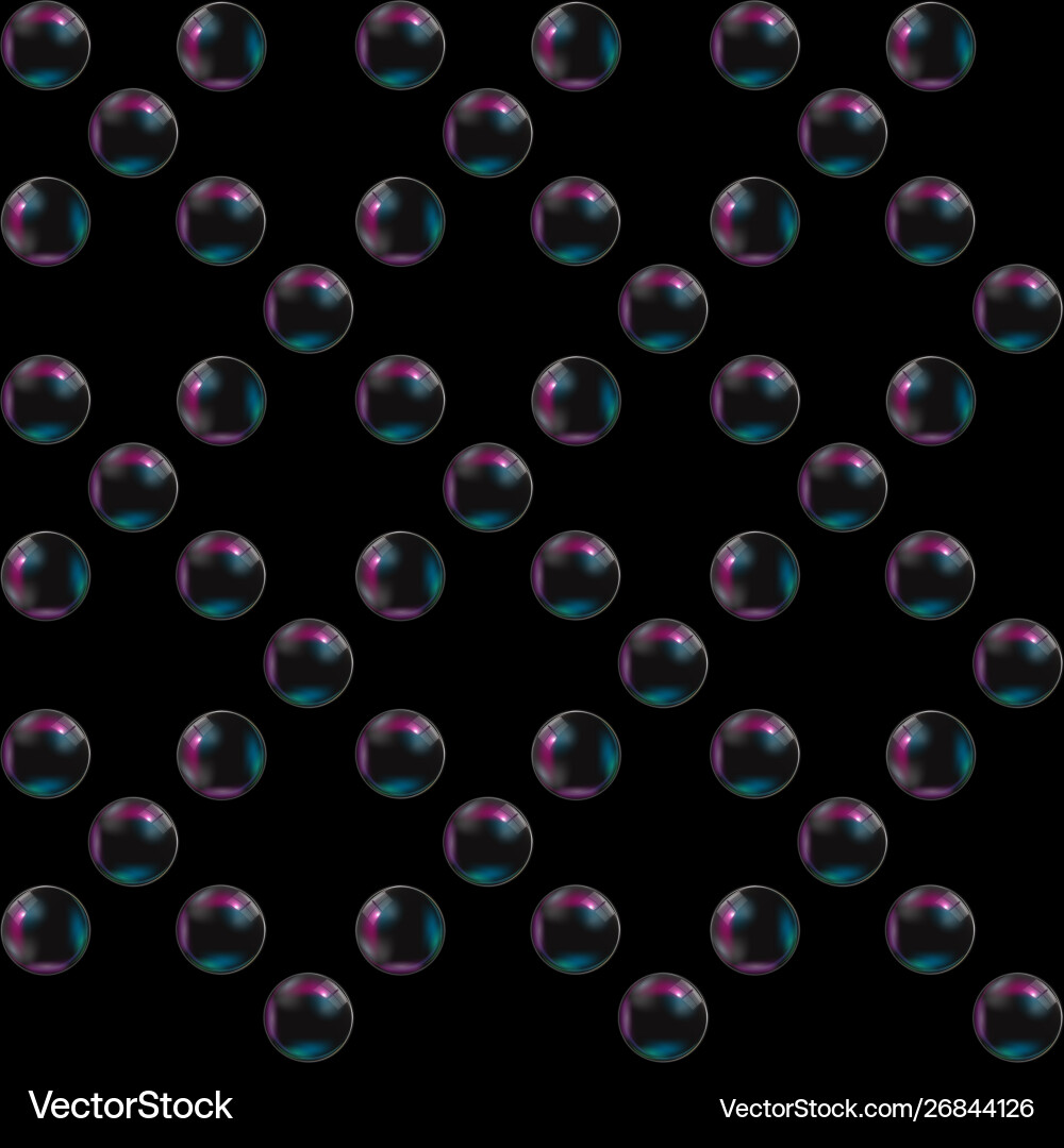 Cea bubbles on black background seamless pattern Cea bubbles on black background seamless pattern vector image