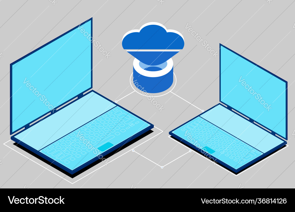 Cloud computing and sharing system vector image