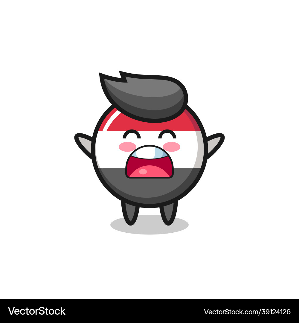 Cute yemen flag badge mascot with a yawn Vector Image