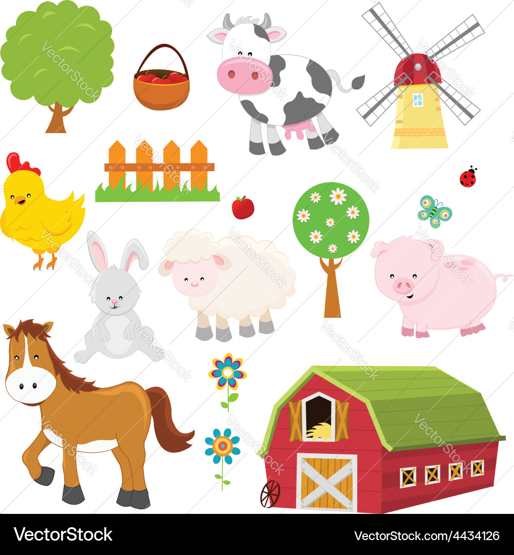 Farm set Royalty Free Vector Image - VectorStock