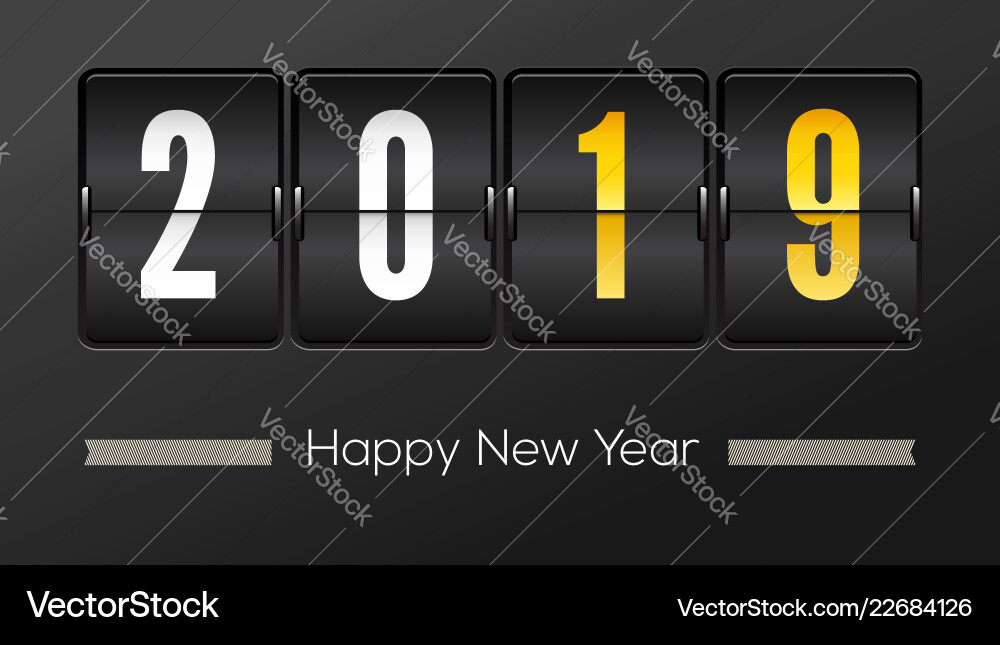 Happy new year 2019 airport time table Happy new year 2019 airport time table vector image