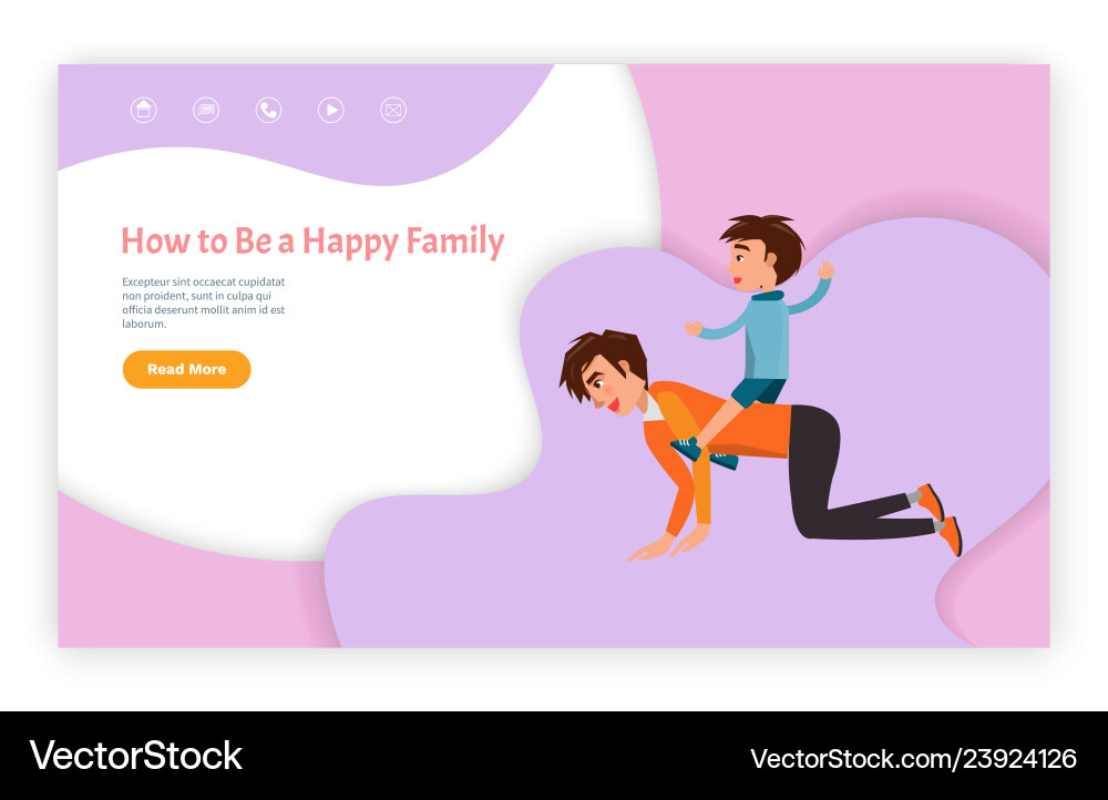 How to be happy family website with text sample How to be happy family website with text sample vector image