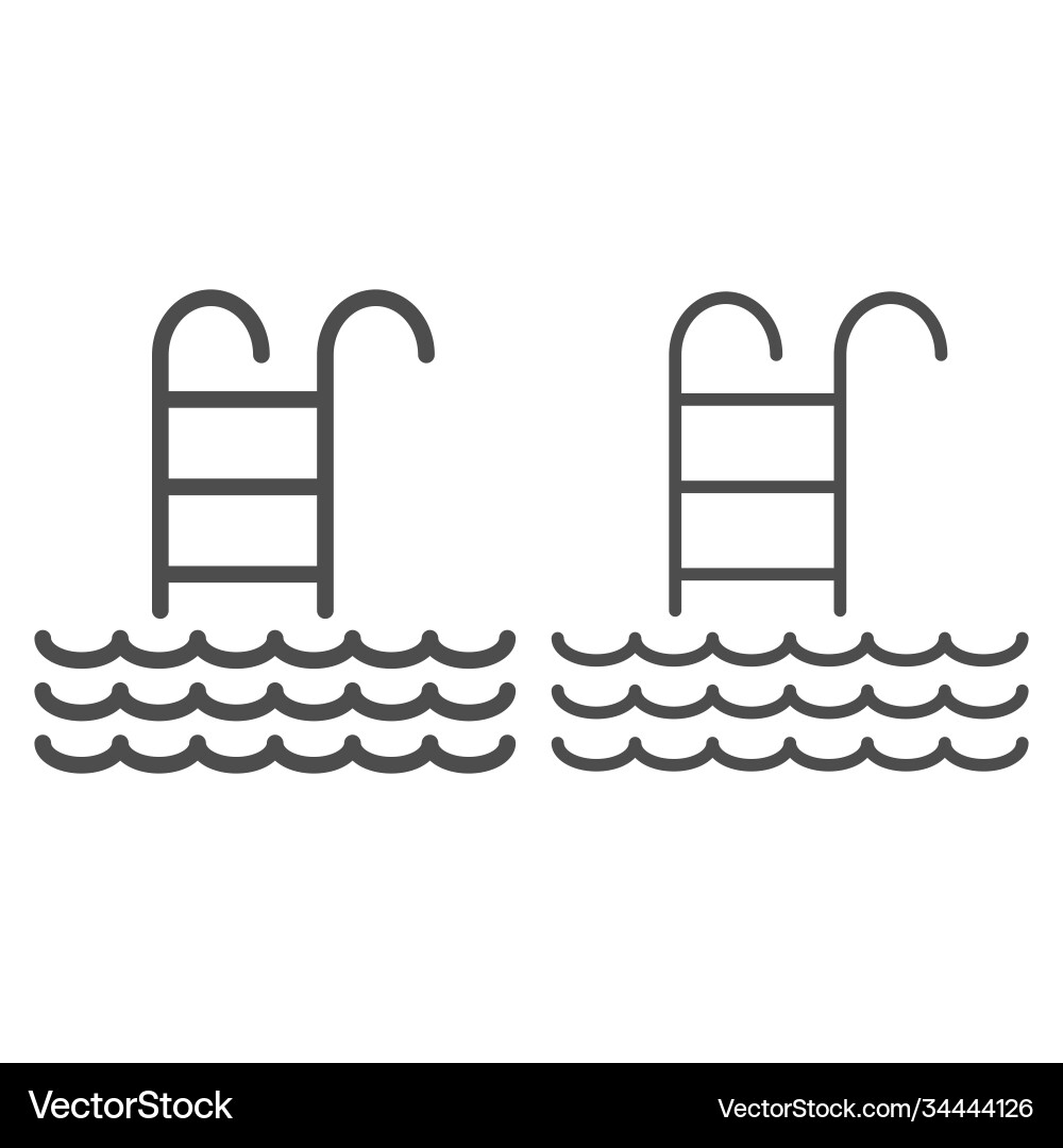 Ladder to open sea line and solid icon Ladder to open sea line and solid icon vector image