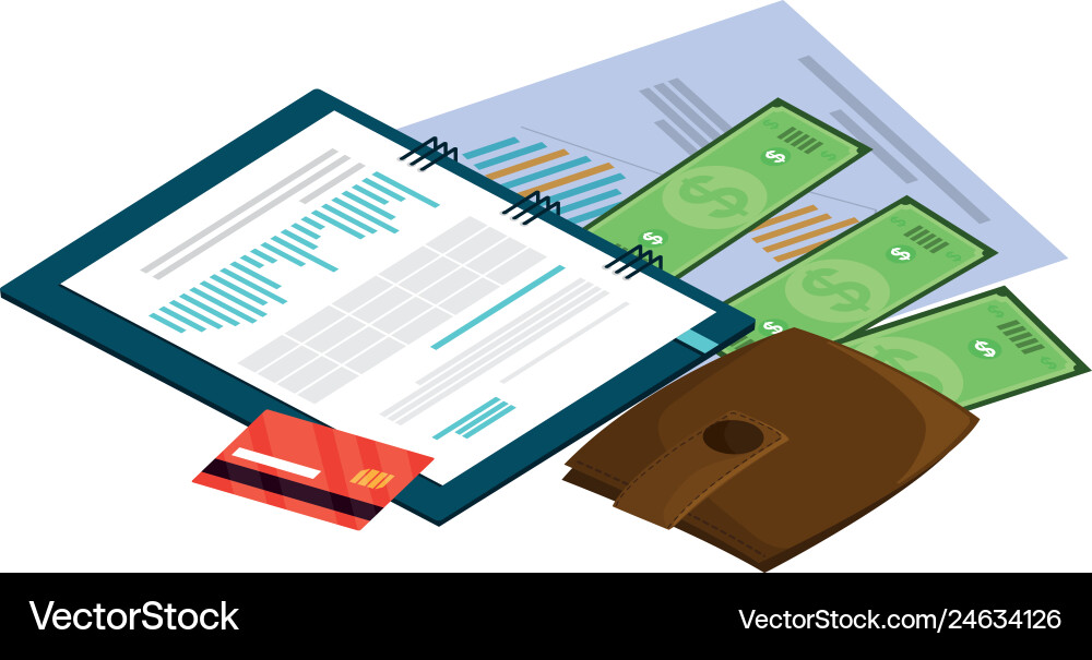 Office notepad with set items Office notepad with set items vector image