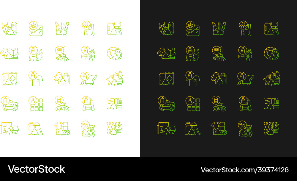 Recycelte Materialien Gradienten Icons für dunkel Recycelte Materialien Gradienten Icons für dunkel vektorbild