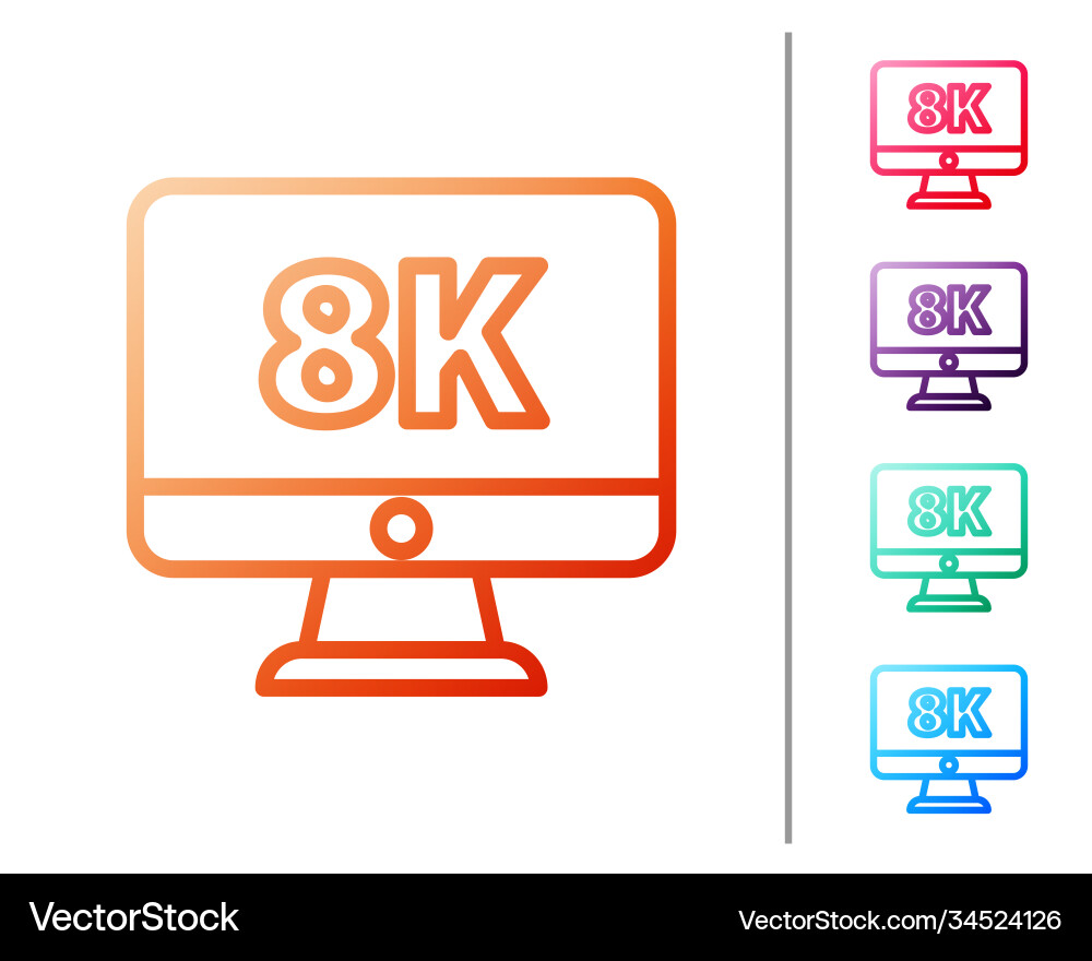 Red line computer pc monitor display with 8k video Red line computer pc monitor display with 8k video vector image
