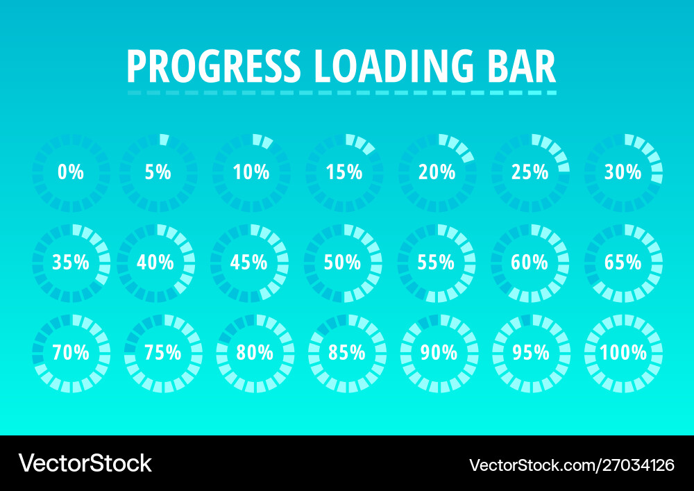 Set circular progress loading bar blue vector image