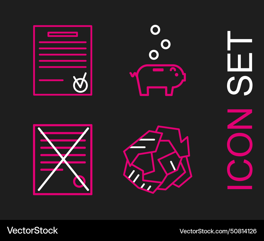 Set line crumpled paper ball delete file document Set line crumpled paper ball delete file document vector image