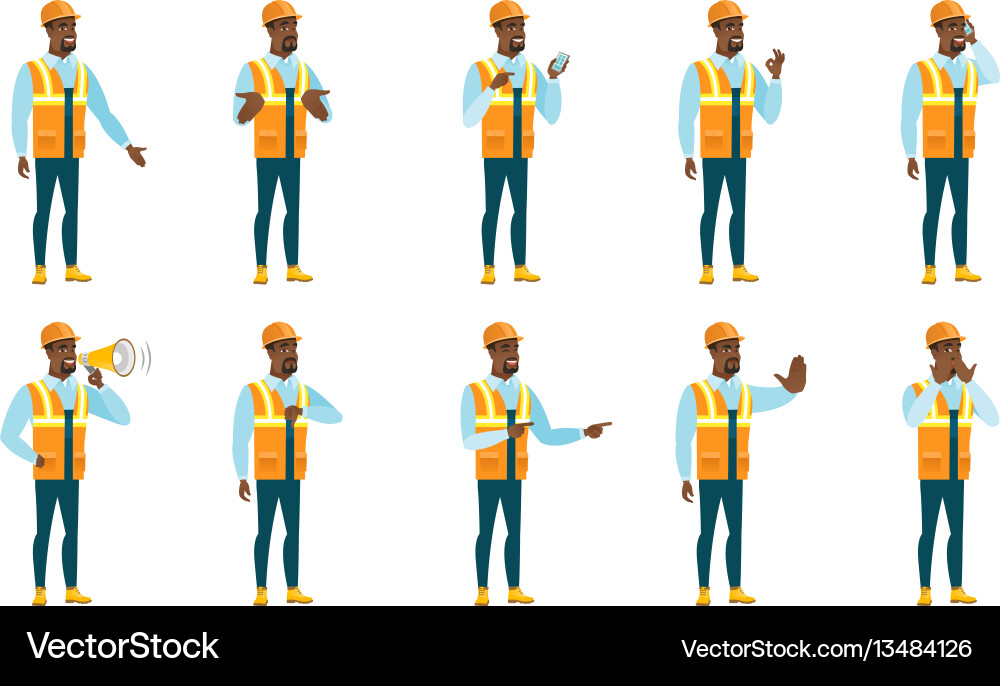 Set of builder characters Vector Image