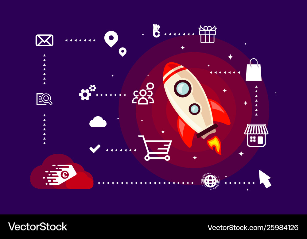 Startup simple rocket web design responsive Startup simple rocket web design responsive Vector Image