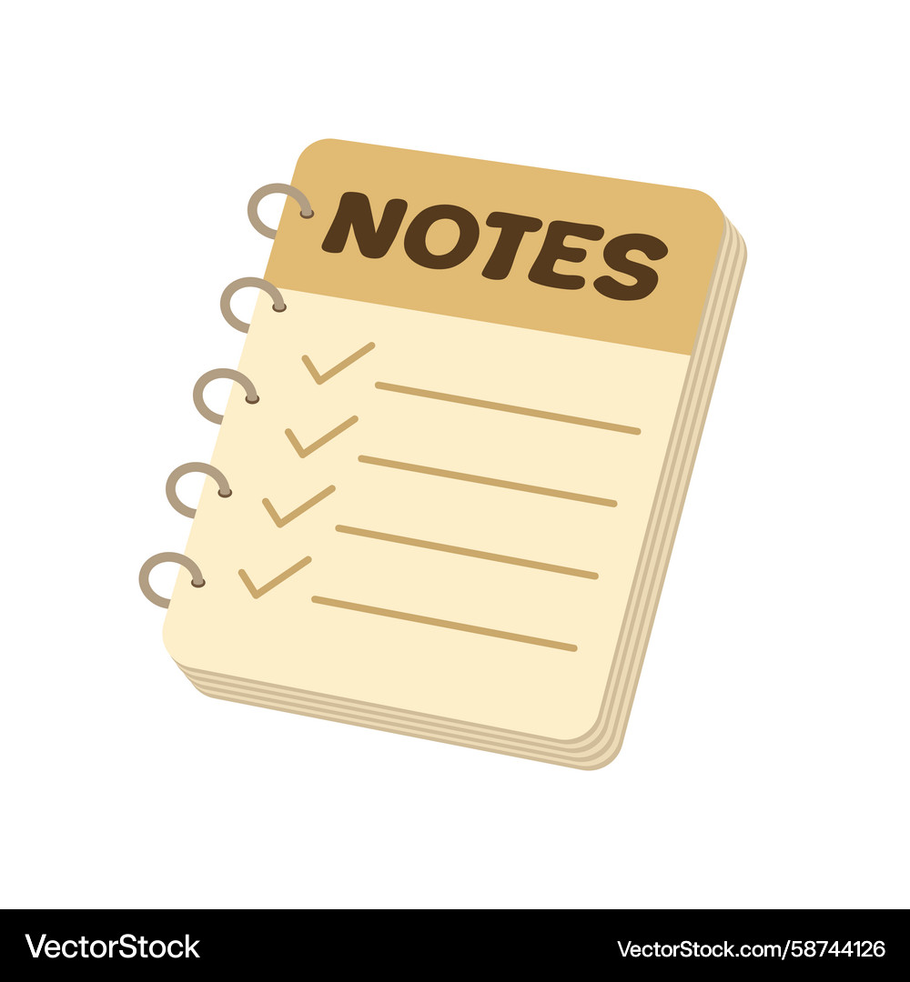 Tan Notebook with Notes and Checkmarks Vector Image