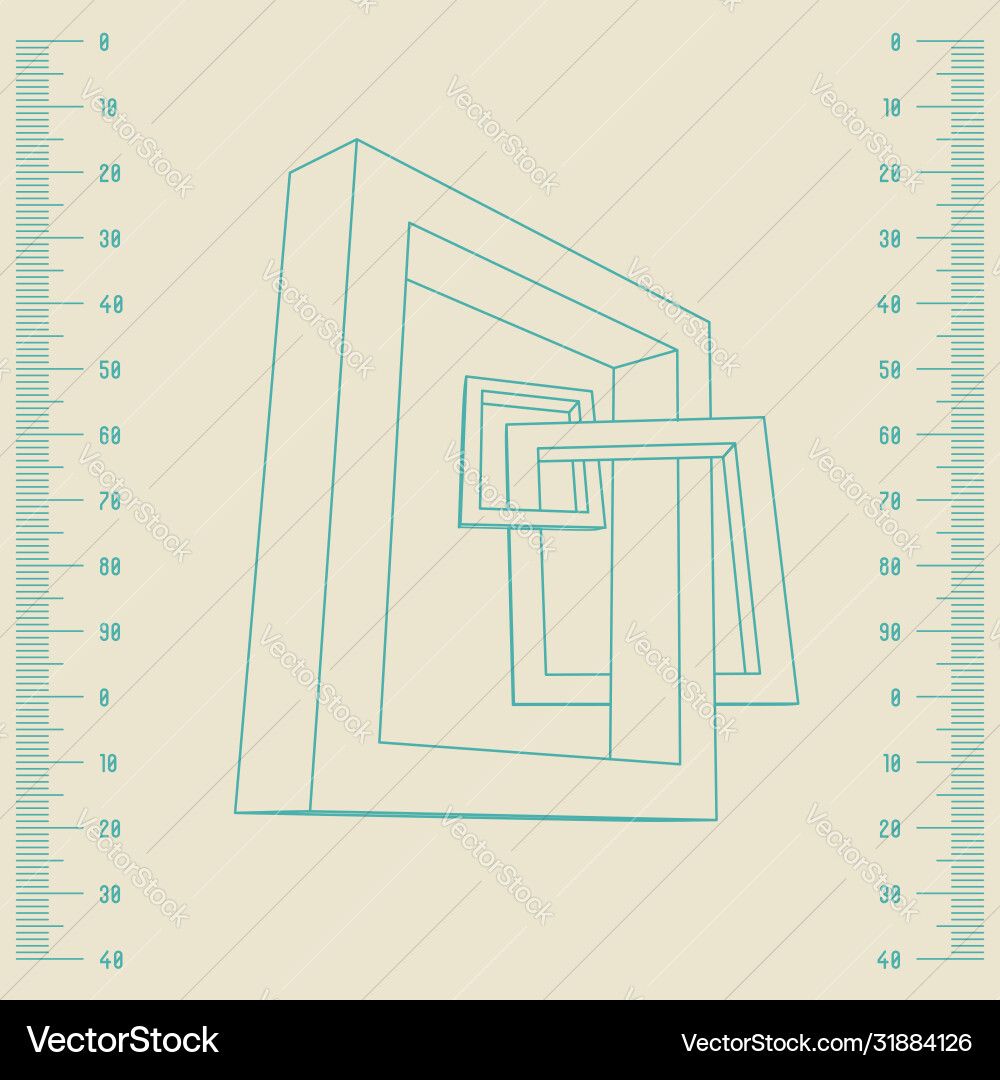 Three rectangular 3d frames blueprint Three rectangular 3d frames blueprint vector image