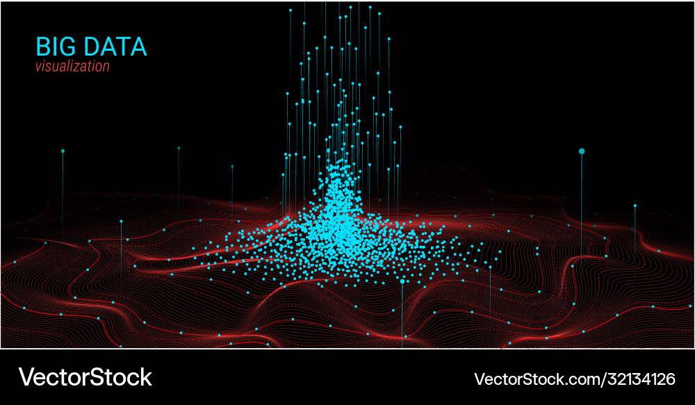 Wave 3d big data visualization analysis Wave 3d big data visualization analysis vector image