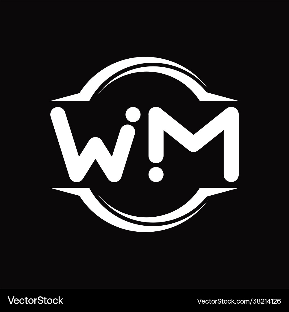Wm logo monogram with circle rounded slice shape Vector Image
