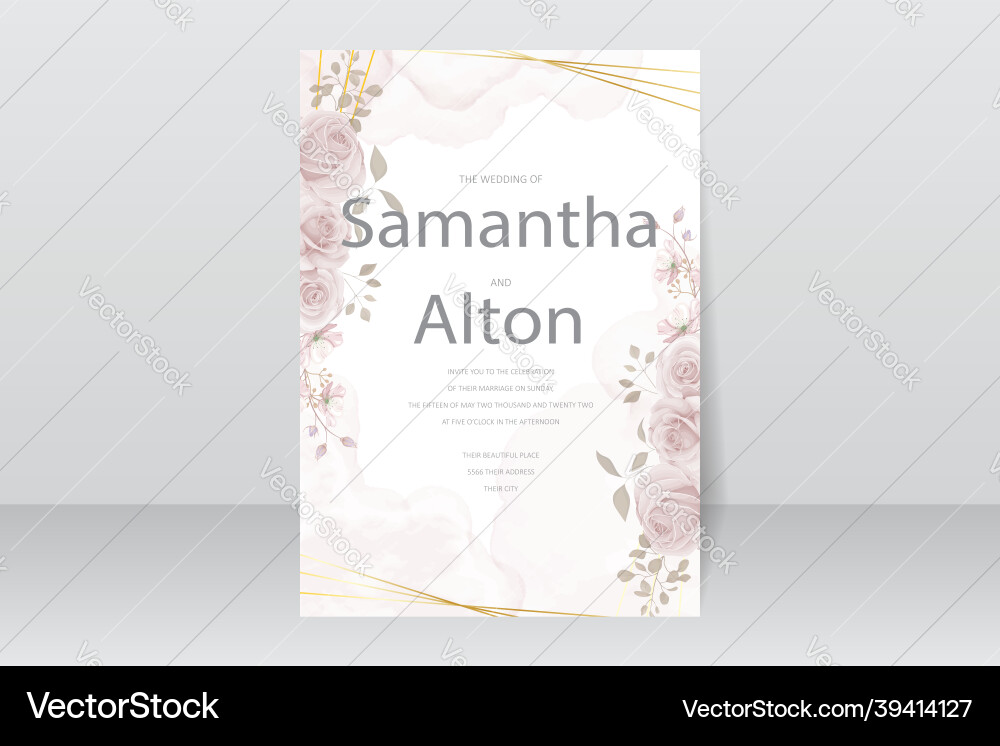Beautiful flower wedding invitation card template Beautiful flower wedding invitation card template vector image
