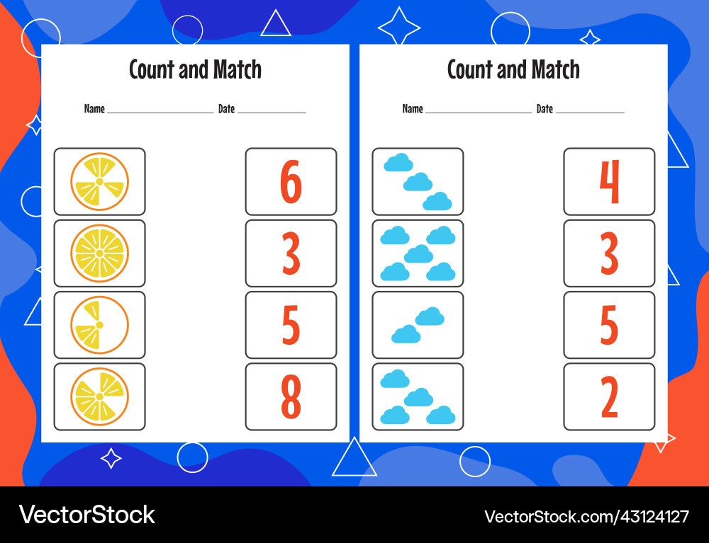 Count and match with the correct number matching Vector Image