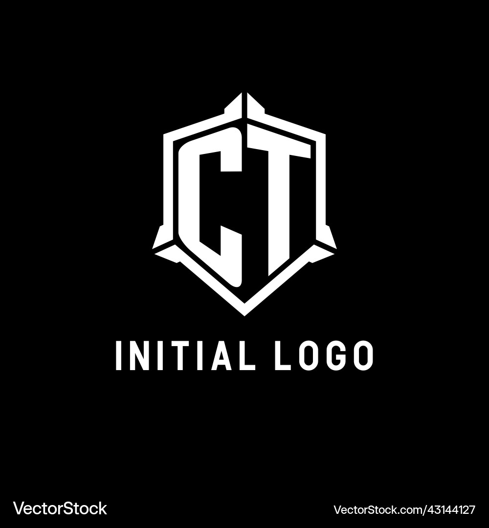 Ct logo initial with shield shape design style Ct logo initial with shield shape design style Vector Image