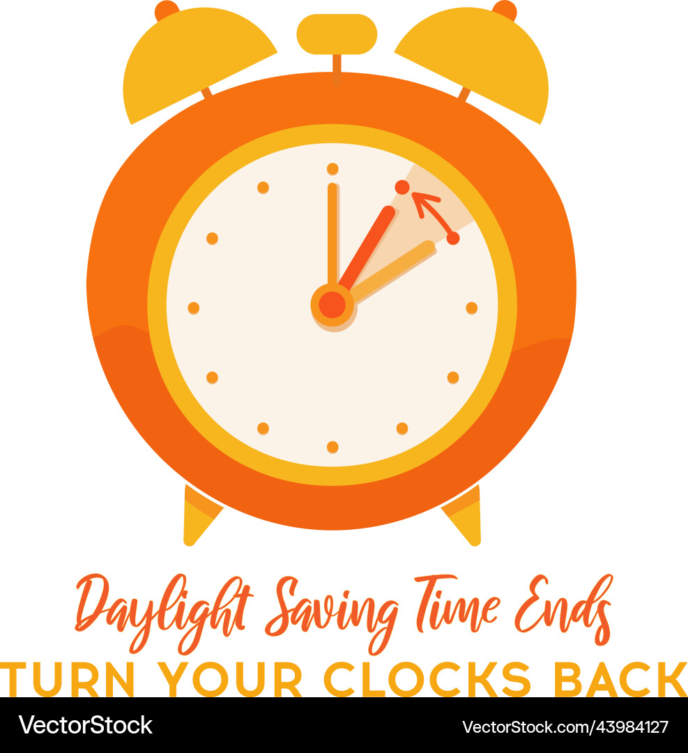 Daylight saving time clock change fall back Daylight saving time clock change fall back vector image