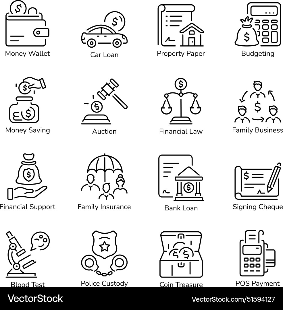 Latest pack of legacies and inheritance linear ico Vector Image