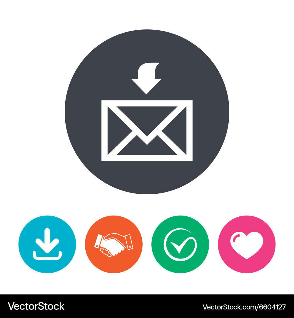 Mail receive icon envelope symbol get message vector image