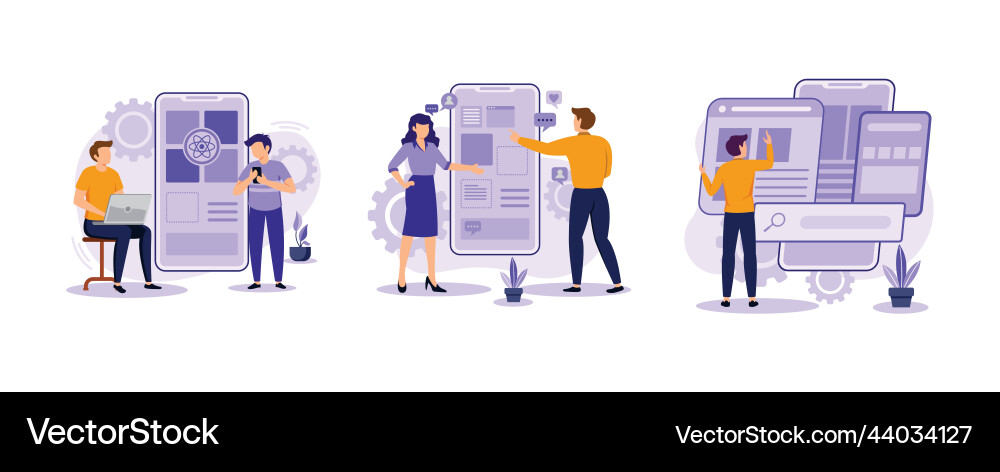 Mobile app development process react native Mobile app development process react native vector image