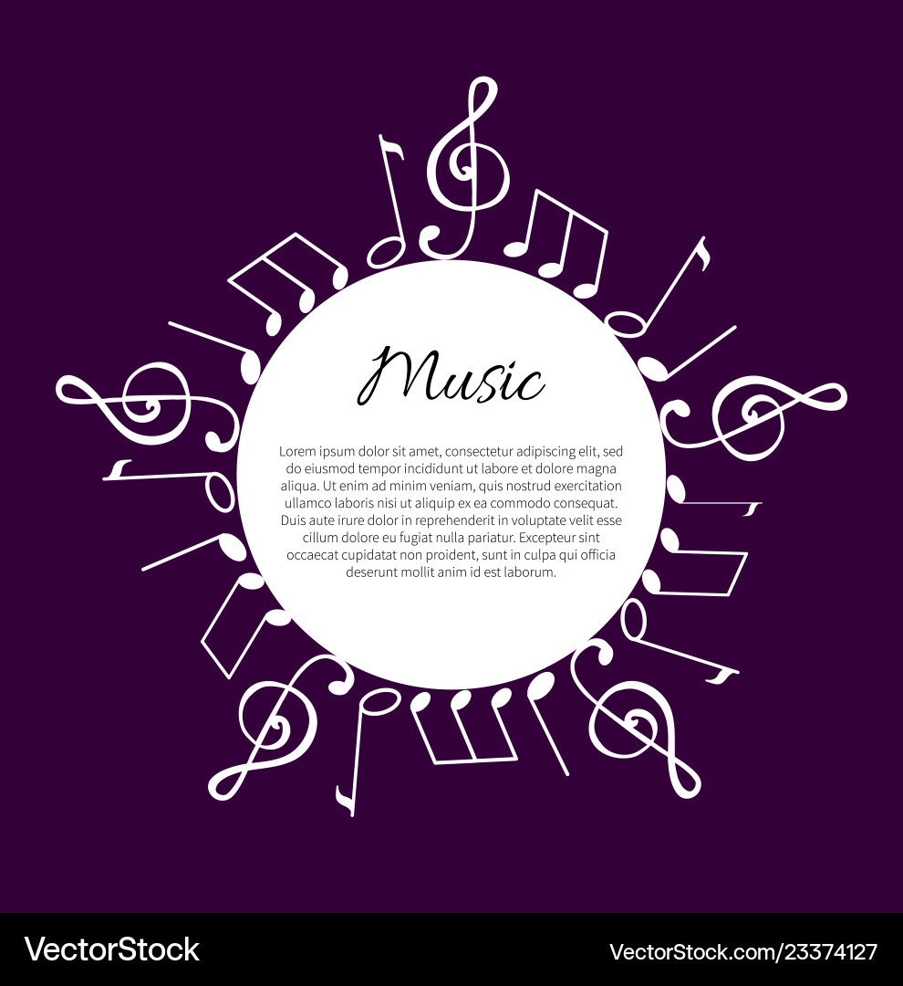 Music note notation round wavy frame and text Music note notation round wavy frame and text vector image