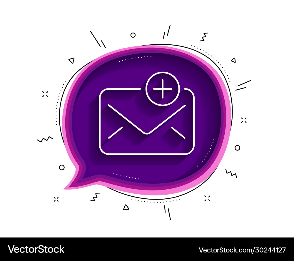 New mail line icon add message correspondence vector image